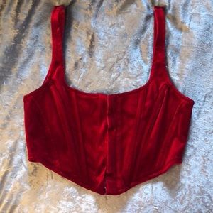 Red velvet corset top